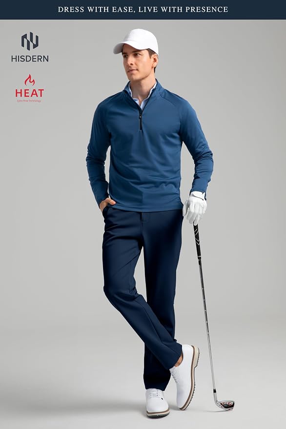 HISDERN Heat 701 Men's Thermal Golf Pants Stretch Fleece 30"/32" No Iron Comfy - Image 3
