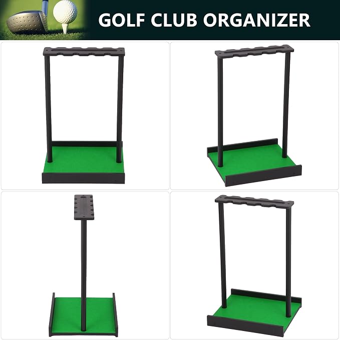 Golf Putter Stand for 9 Clubs & 7 Balls, Solid Wood Golf Club Rack, Golf Club - Image 5