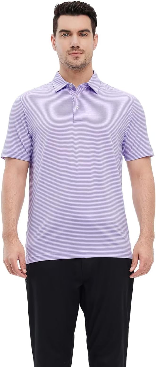 Golf Shirts for Men Dry Fit Short Sleeve Print Performance Moisture Wicking - Image 2