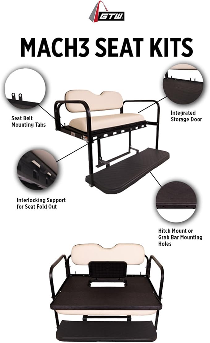 GTW MACH3 Golf Cart Rear Seat Kit Compatible - Image 2