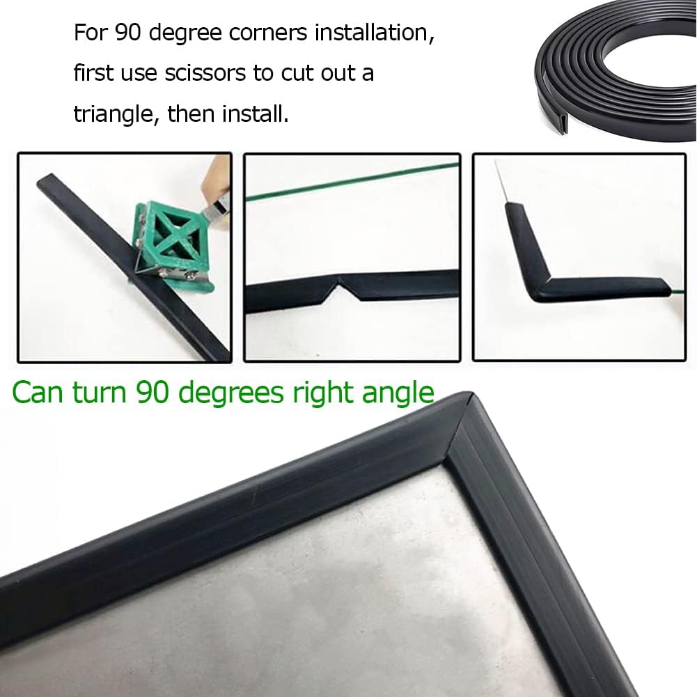 Rubber Edge Trim Black, U Channel PVC Plastic, Metal Sharp Edge Protector Fit for 0.09", Length 5 Feet (1.5 Meter)