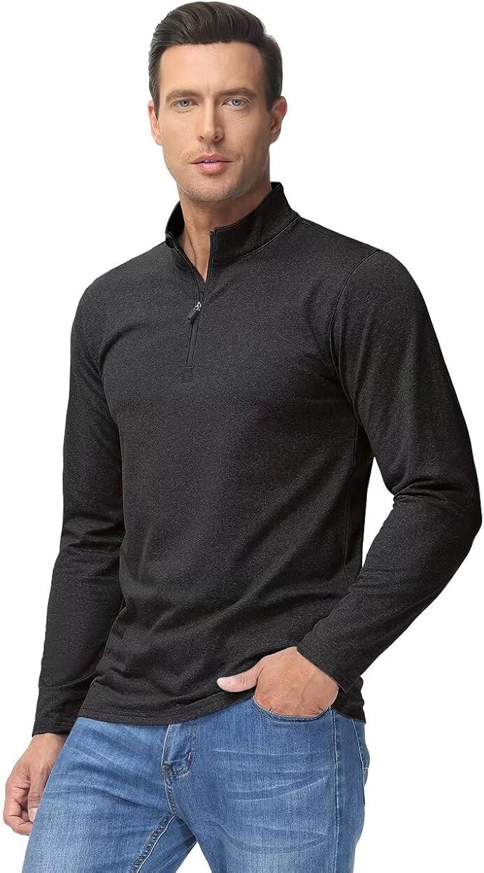 Boladeci Men's Quarter Zip Pullover Premium Fleece Lined Heather Long Sleeve - Image 2