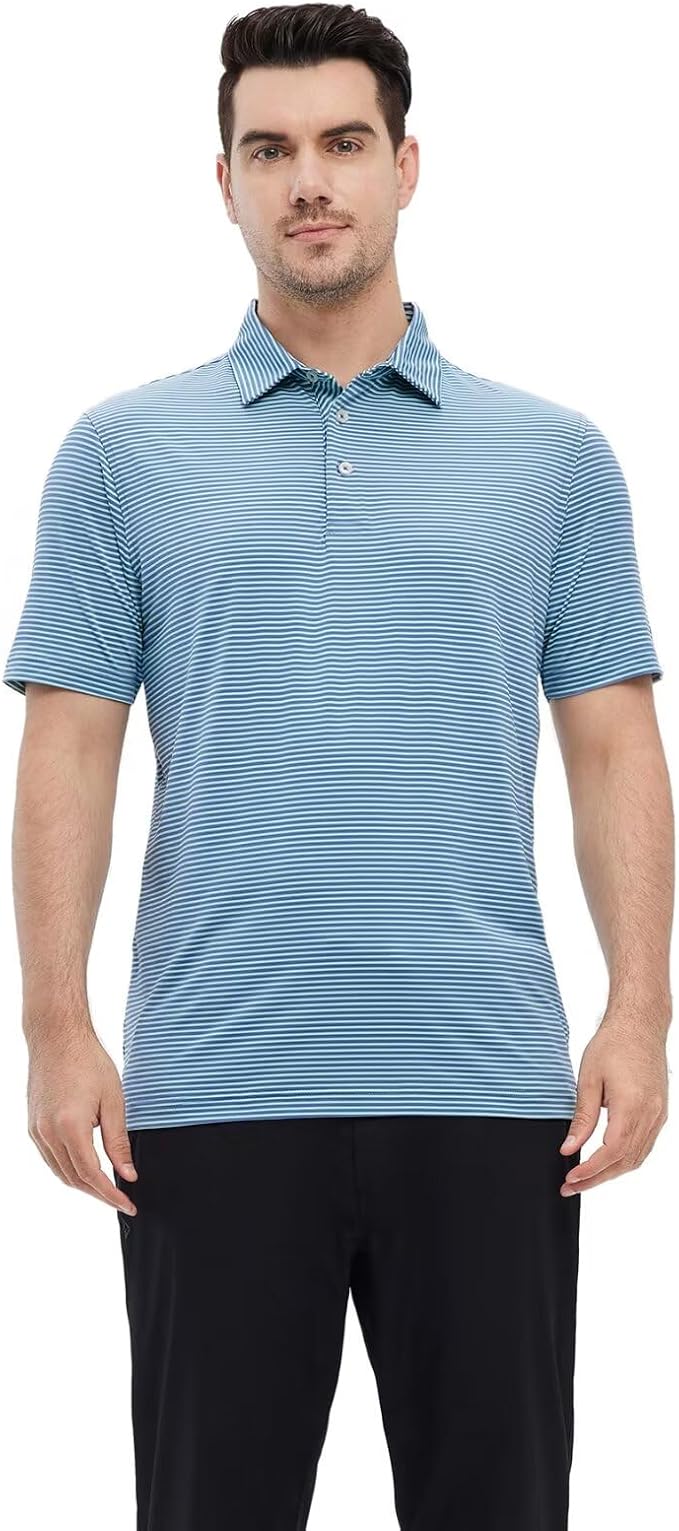 Golf Shirts for Men Dry Fit Short Sleeve Print Performance Moisture Wicking - Image 2