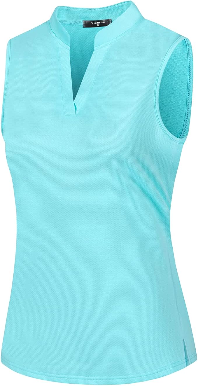 Womens Sleeveless Golf Polo Shirts Lightweight Tennis Sport Tops by Vidusou
