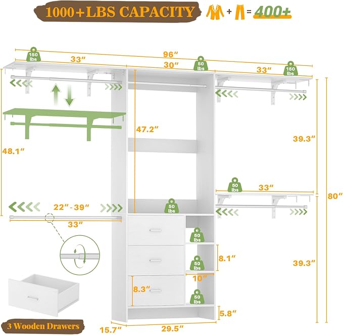 Aheaplus Closet System, Closet Organizer - Image 7