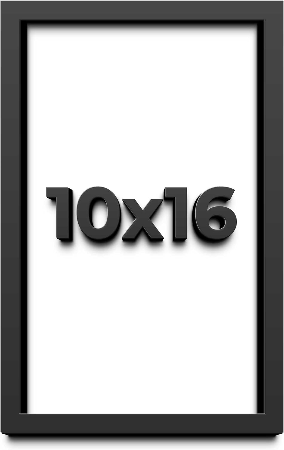 10x16 Shadow Box Black Solid Wood Display Frame with White Acid-Free Backing UV Acrylic & Hanging Hardware - with 3/4" Usable Depth