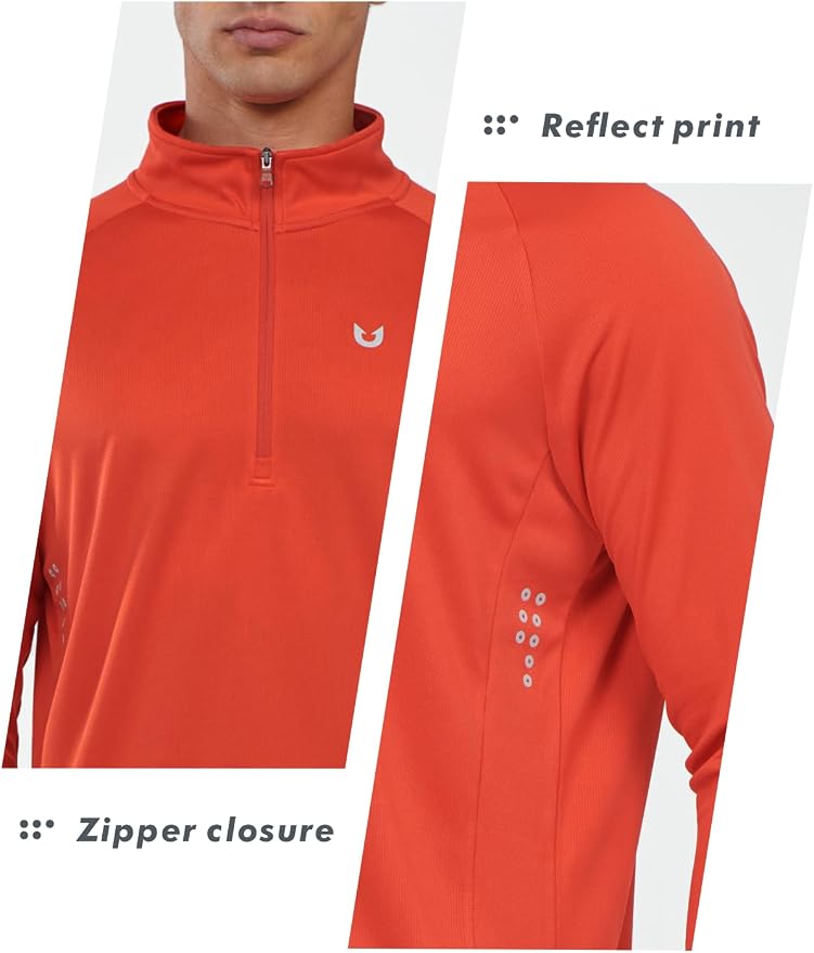 NORTHYARD Quarter Zip Pullover Men Running Shirt Long Sleeve Moisture Wicking - Image 5