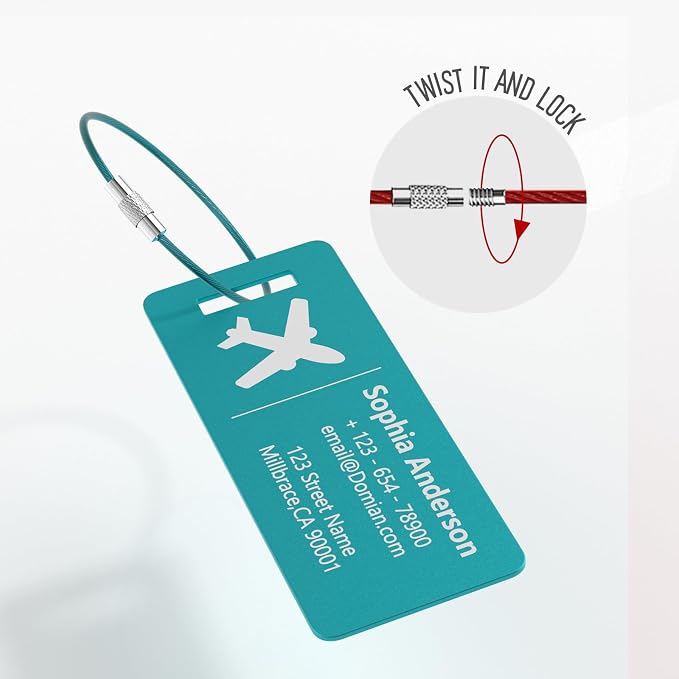 10 Personalized Metal Luggage Tags, Custom Suitcase Aluminum Name Tags - Image 6