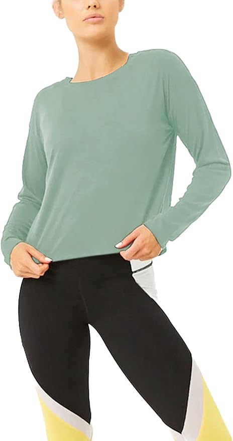 Bestisun Long Sleeve Workout Shirts Yoga Dance Tops Open Back Athletic Clothes - Image 2