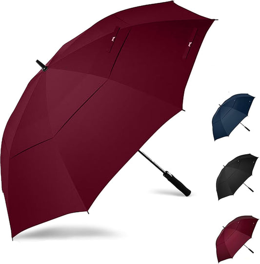 Golf Umbrella Windproof - 62/54/47 Inch Large Umbrellas For Rain Heavy Duty - Automatic Open Ultimate UV Protection - Water Repellent Double Canopy Vented - Best Sports Umbrella