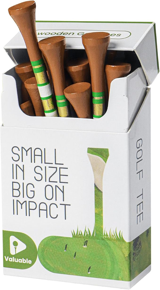 Premium Bamboo Wood Golf Tees Unique Box Design 18-Pack Per Box Value 18/72/180 by FINGERTENSport