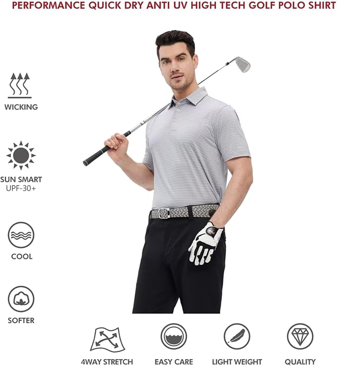 Golf Shirts for Men Dry Fit Short Sleeve Print Performance Moisture Wicking - Image 5