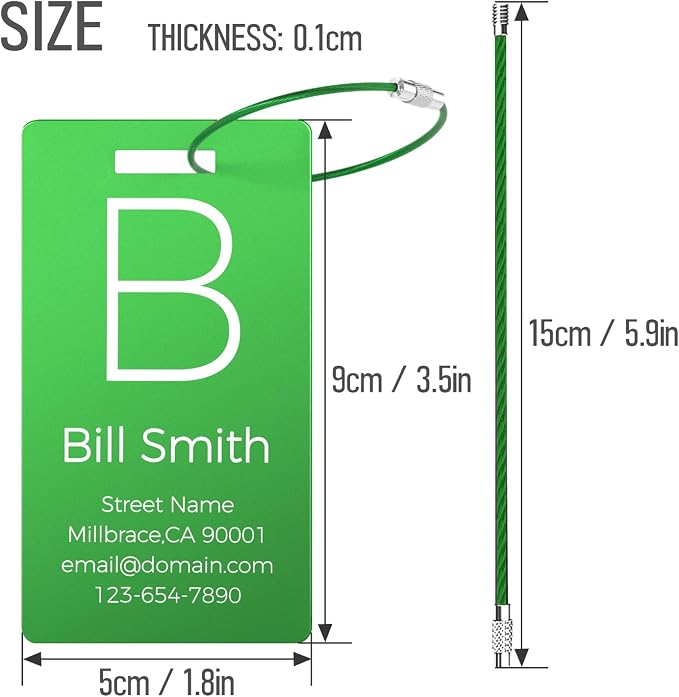 4 Pack Personalized Luggage Tags, Custom Engraved Aluminum Luggage Tags - Image 3