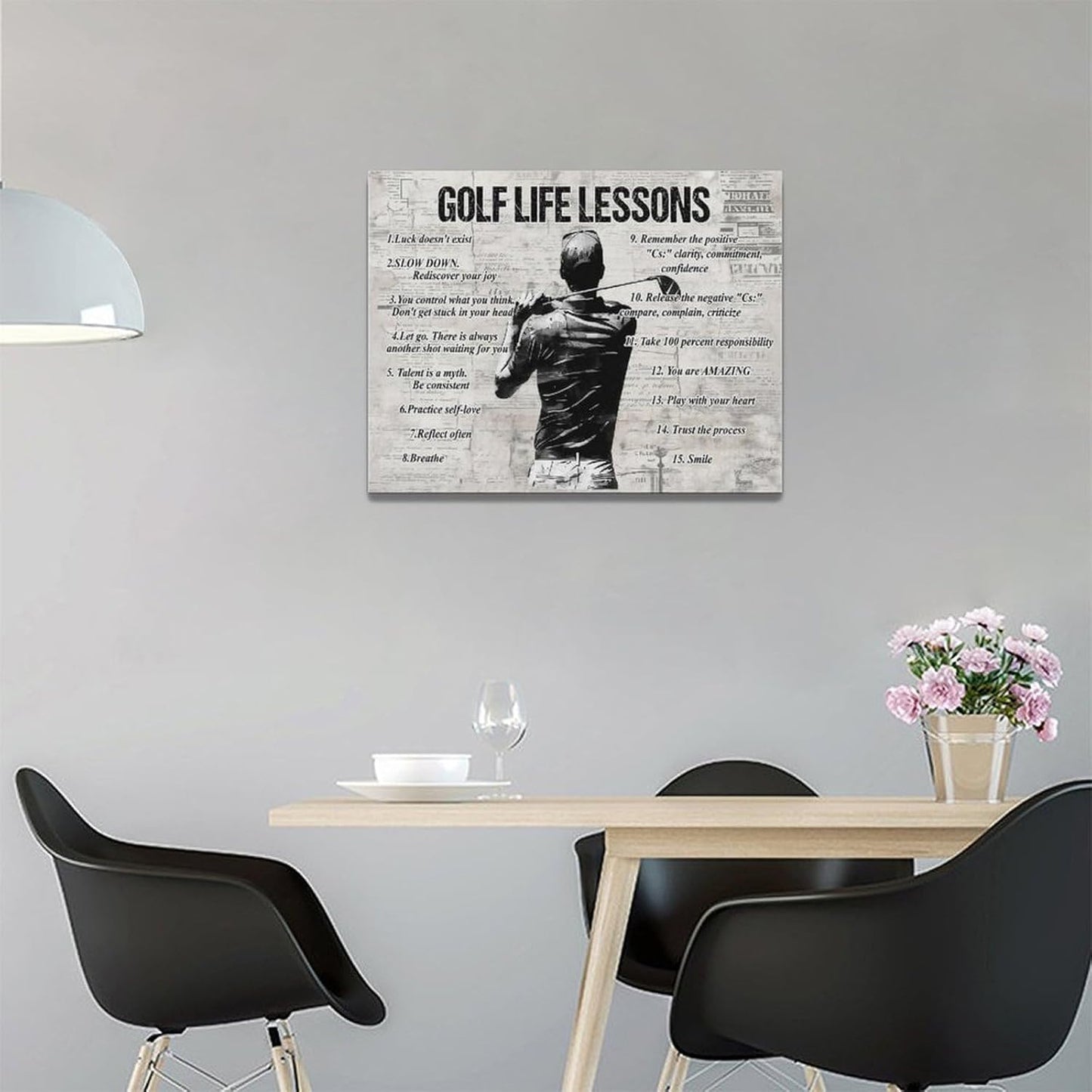 Gyeong Golf Sports Wall Art Golf Life Lessons Wall Decor Golf Sign Retro Poster Boy Men Room Motivational Decorations Canvas Print Painting Artwork for Bedroom Bathroom Living Room 16"x12"