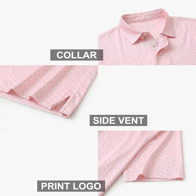 Golf Shirts for Men Dry Fit Short Sleeve Print Performance Moisture Wicking - Image 4