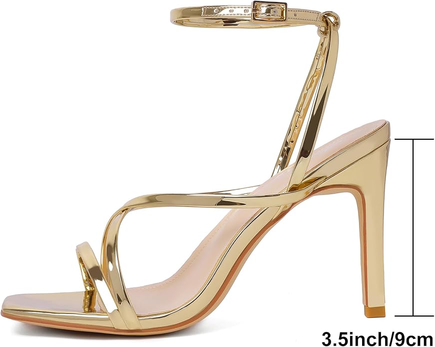 Mostrin Strappy Heels for Women Square Open Toe Lace Up Heeled Sandals Ankle - Image 2