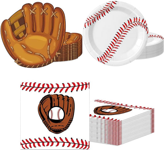 Baseball Birthday Decorations,40Pcs Baseball Themed Plates and Napkins Baseball Disposable Tableware Kit for Baseball Party Supplies,Sports Themed Party