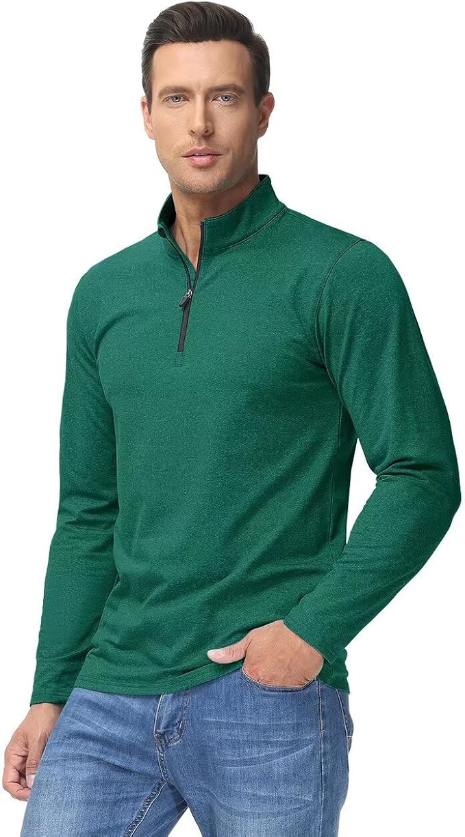 Boladeci Men's Quarter Zip Pullover Premium Fleece Lined Heather Long Sleeve - Image 2