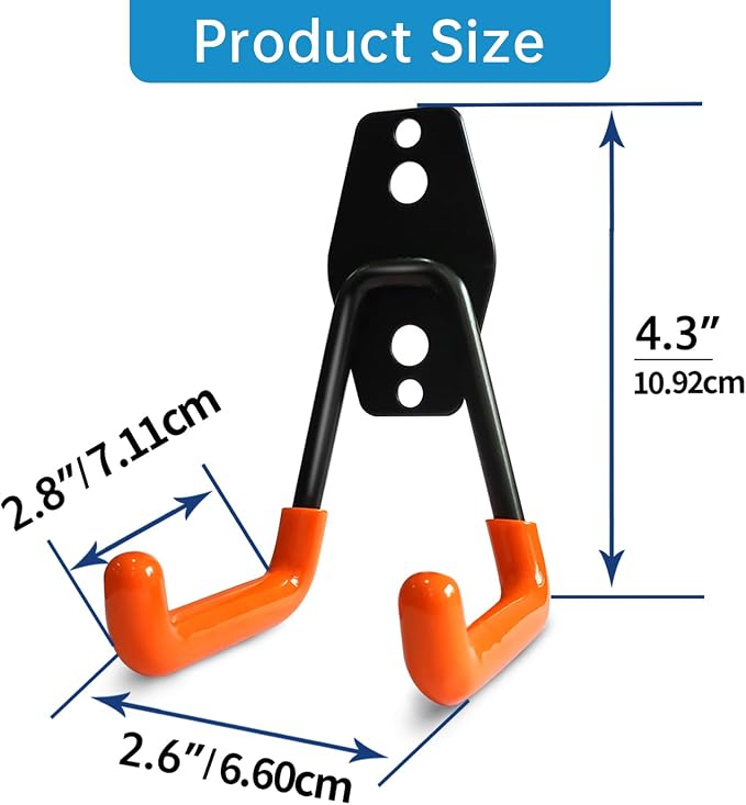 2 Pack Garage Storage Utility Hooks，Garage Garden Tool Organizer，Steel Wall - Image 2
