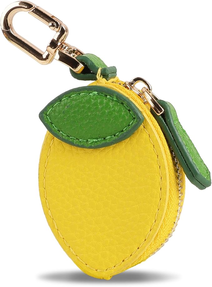XSUIOY Orange Fruit Coin Purse Keychain Bag Charm, Mini Leather Coin Purse & by XSUIOY