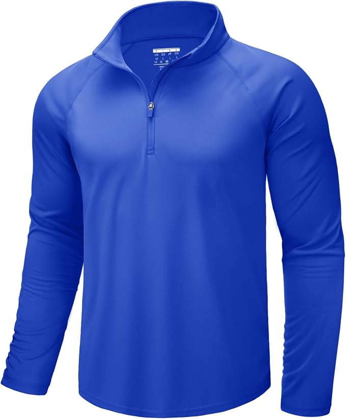 CRYSULLY Men's Long Sleeve 1/4 Zip Shirts Sun Protection Pullover UPF 50+ Rash by CRYSULLY
