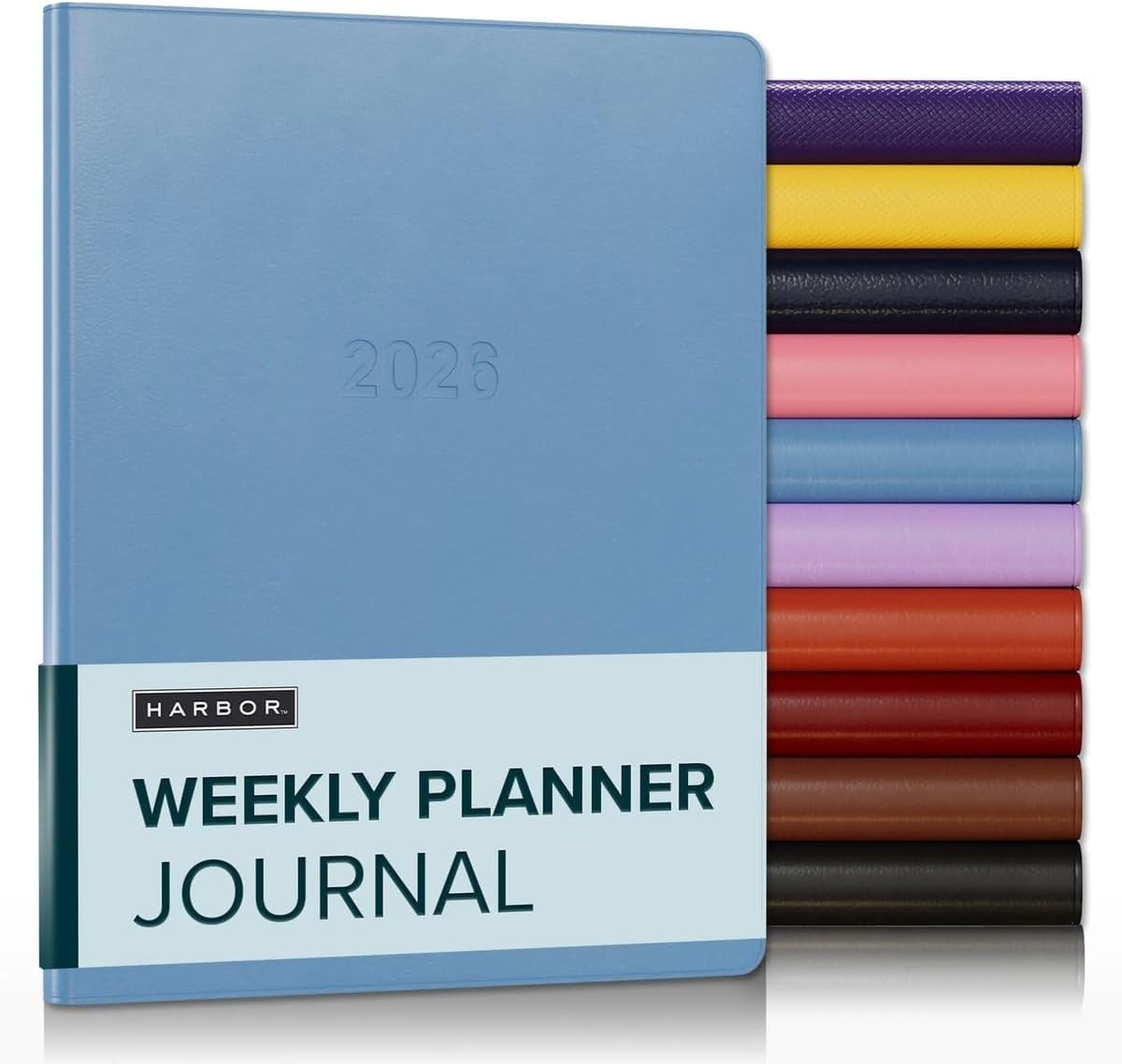 Harbor Weekly Journal Notebook Planner 2025-2026 - Lined, Durable Faux Leather, Softcover, 176 Quality Pages, For Men and Women, For Writing, Work & Travel, Cambridge Reef Blue - 9x7"