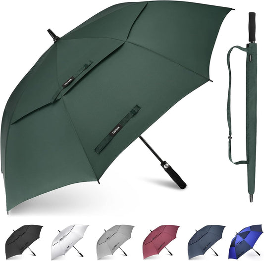 Gonex 54/62/68/72/80 Inch Extra Large Golf Umbrella, Automatic Open Travel Rain Umbrella with Windproof Water Resistant Double Canopy, Oversize Vented Umbrellas for 2-3 Men and UV Protection, Multiple Colors