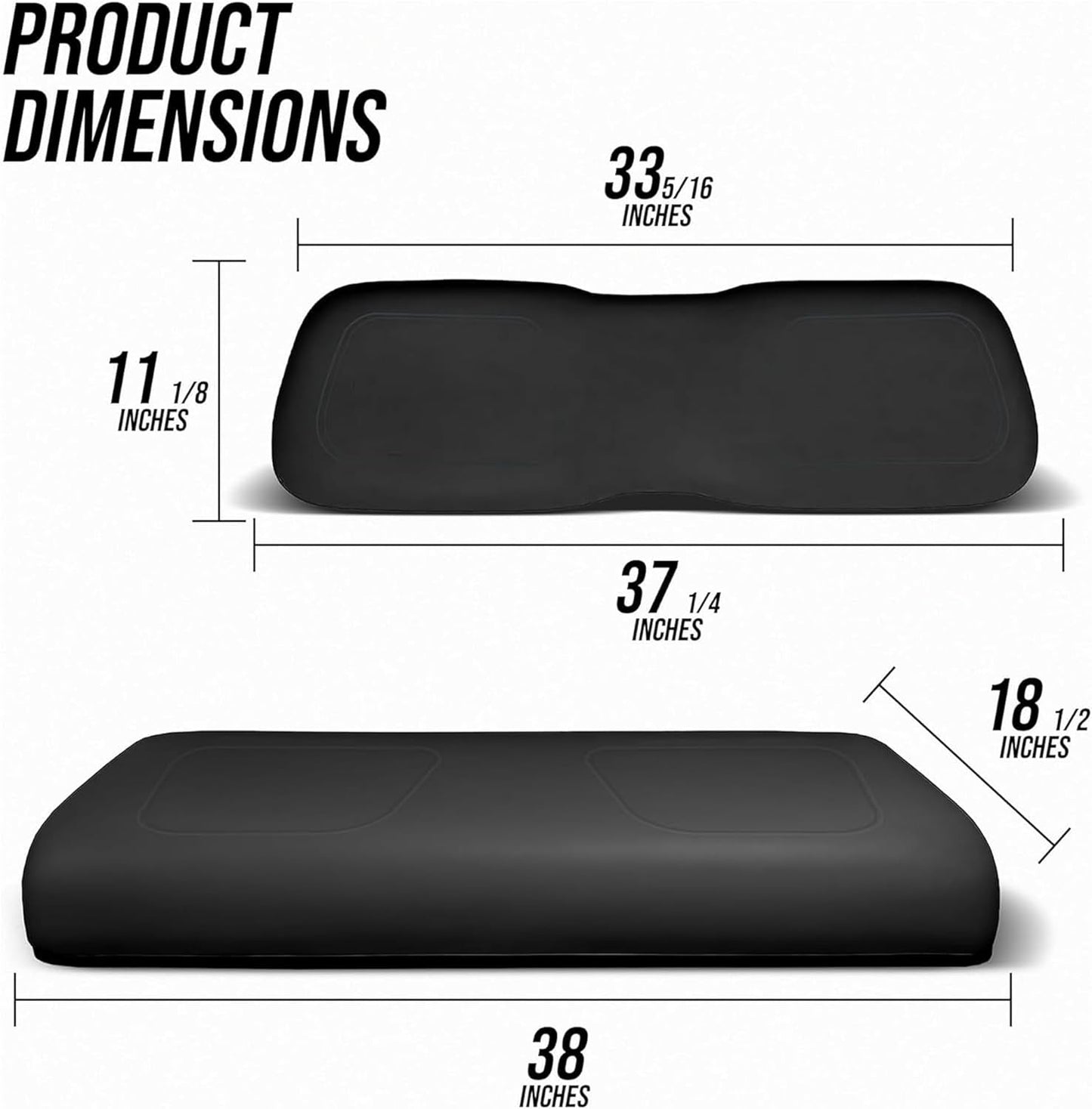 Huskey Parts Company Golf Cart Seat Cushion Set for Front Seat Lean Back & Bottom, Black Color for Club Car DS 2005 and Up Models, Golf Cart Front Seat Replacement with Mounting Hardware & Hinges