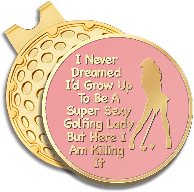 Pink Golfer Ball Marker with Magnetic Hat Clip, Funny Golf Accessories Gifts by GEYGIE