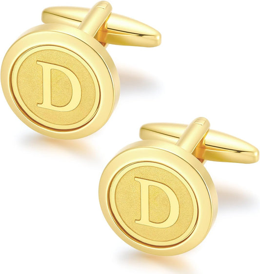GWD Initial Cufflinks for Men Classic Cuff links Mens Letter Shirts CuffLinks Wedding Gift