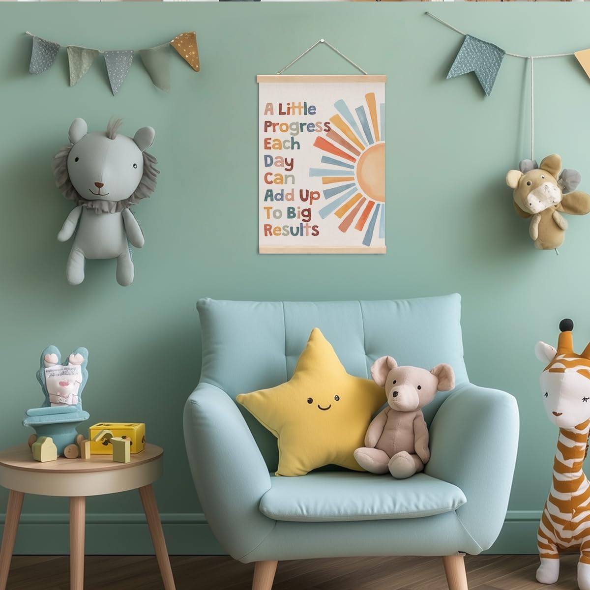 Inspirational Boho Sun Poster Hanger, Classroom Decor Growth Mindset Wall Decor, Sunshine Posters, Educational Posters Wall Art Wall Hanging Banner Bedroom Nursery Home Baby Room Decor