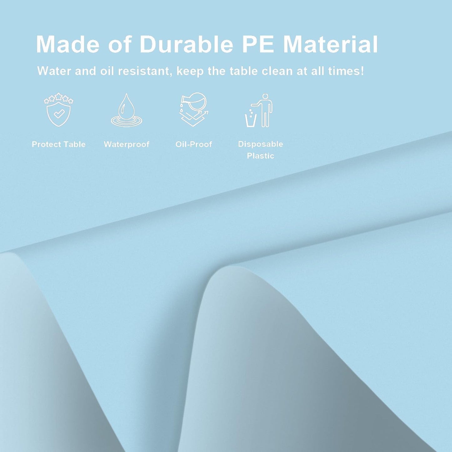 12 Pack Round Disposable Light Blue Tablecloth, Light Blue Plastic Table Cloths for Parties Disposable, 84x84 in Waterproof Camping Tablecloth for Birthday Party Baby Shower Picnic School