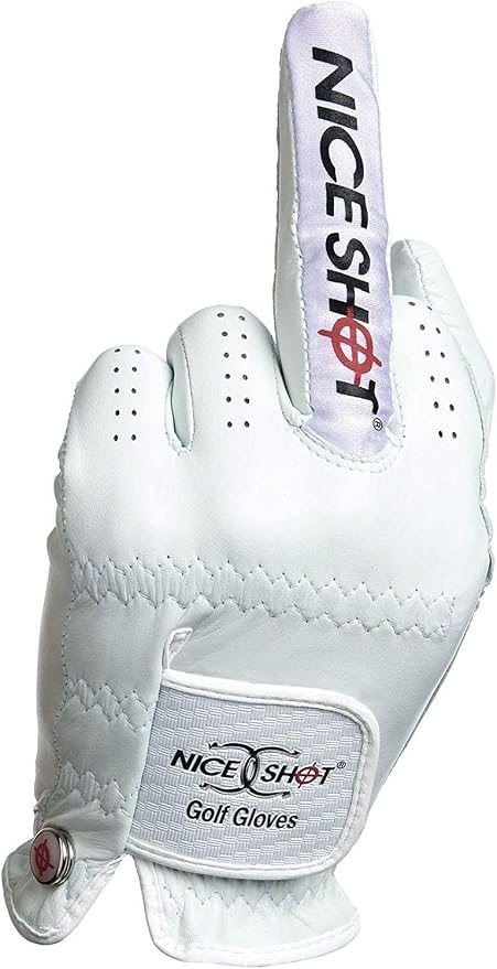 Nice Shot The Bird Men's Golf Glove in Premium White Cabretta Leather - Image 6