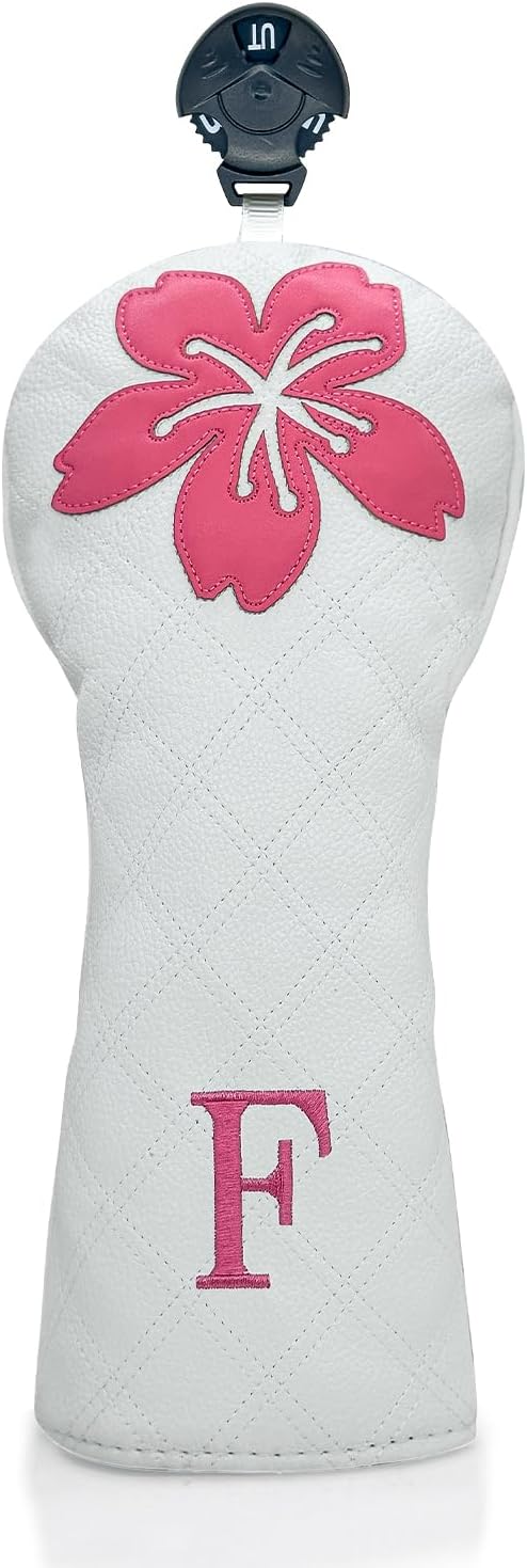 Grid Cherry Blossom Design Golf Covers PU Headcovers Set Fits Driver Fairway by Unknown