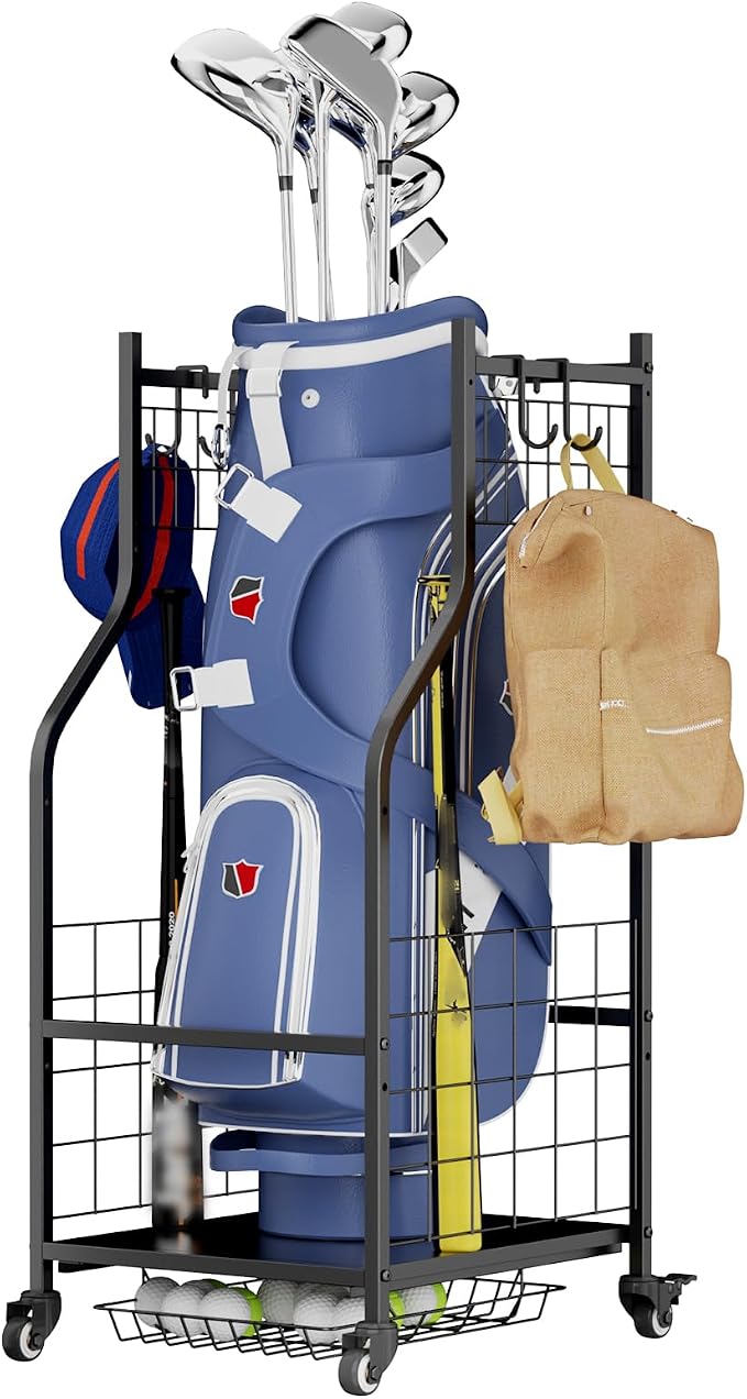 ROOMTEC Golf Bag Storage Garage Organizer, Golf Club Bag Storage Rack by ROOMTEC