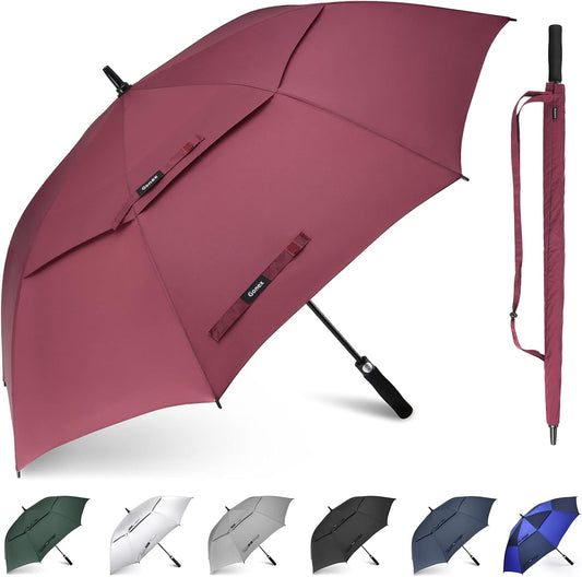 Gonex 54/62/68/72/80 Inch Extra Large Golf Umbrella, Automatic Open Travel Rain Umbrella with Windproof Water Resistant Double Canopy, Oversize Vented Umbrellas for 2-3 Men and UV Protection, Multiple Colors