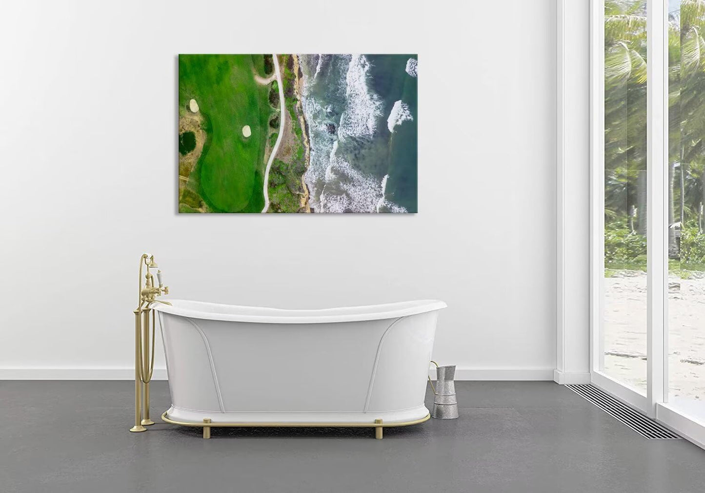 Half Moon Bay Golf Links in San Francisco California Wall Art for Office Living Room Bedroom Bathroom Wall Decor Golf Picture Poster Framed Artwork Canvas Prints Ready to Hang(12''H x 16''W)