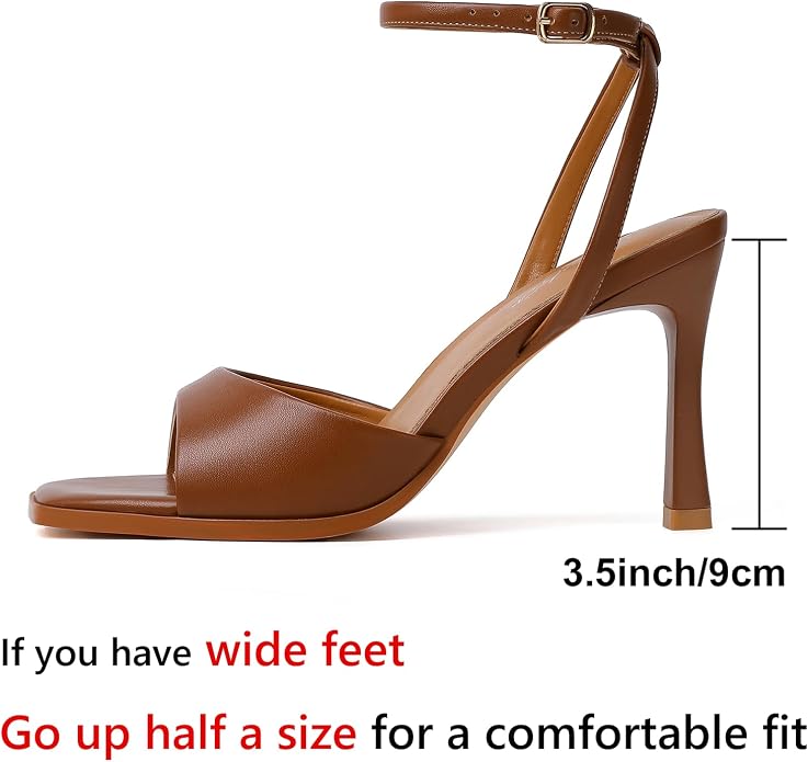 Mostrin Strappy Heels for Women Square Open Toe Lace Up Heeled Sandals Ankle - Image 2