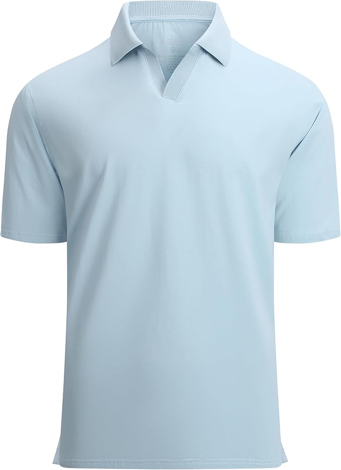 Esabel.C Jacquard Golf Shirts for Men Moisture Wicking Short Sleeve Performance by EsabelC