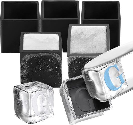 6 Pcs 2" Letter Silicone Personalized Ice Cube Mold,Personalized Ice Mold with 2mm Depth,Create Unique Whiskey Ice Cubes in Style with our Customizable Ice Mold (Letter G)