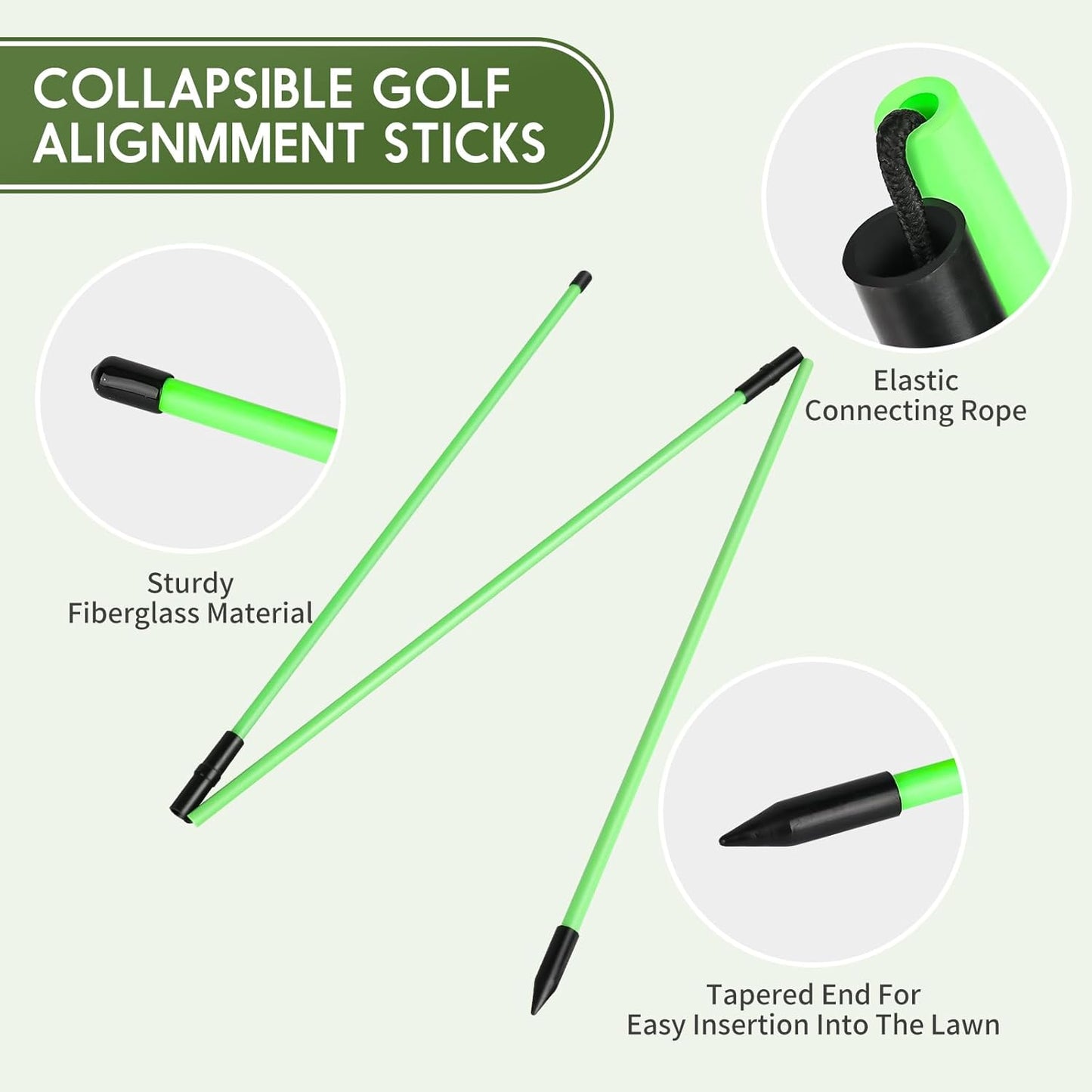 2 Pack Golf Alignment Sticks and 48” Foldable Training Rods, Lightweight Fiberglass Training Aid for Stance Alignment, Swing & Posture Correction, Portable with Storage Tube
