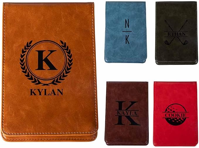 Custom Name Golf Scorecard Holder Leather Personalized Monogram Golf Yardage by BYFDIY