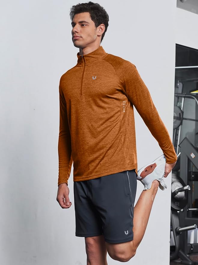 NORTHYARD Quarter Zip Pullover Men Running Shirt Long Sleeve Moisture Wicking - Image 6