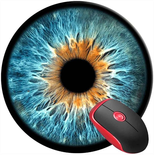 Mouse Pad Cool Eye Iris Blue Teen, Round Mousepad, Non-Slip Rubber Base Mouse by SUFPMP