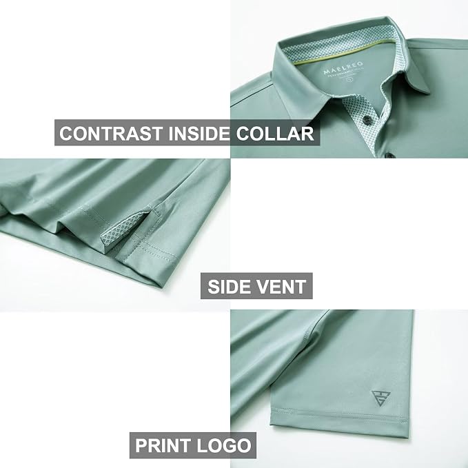 Mens Polo Shirts Short and Long Sleeve Casual Solid Stylish Dry Fit Performance - Image 4