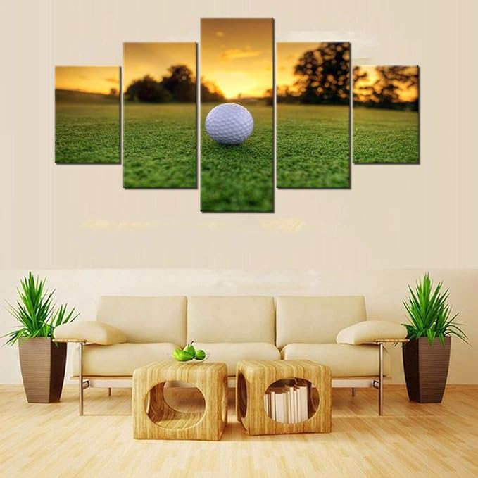 Wall Pictures for Living Room Golf Course Paintings Sunset Scape Artwork Multi - Image 2