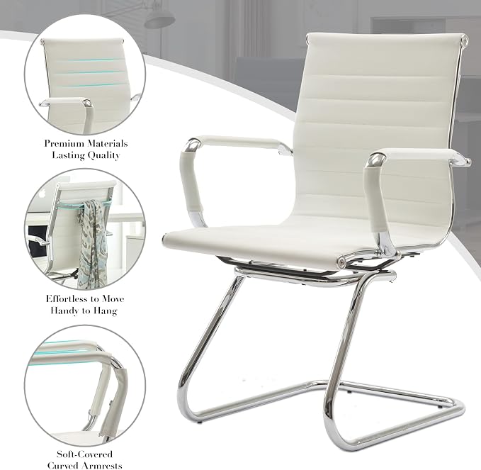 CIMOTA Waiting Room Chairs Leather Office Guest Chair Mid Back Reception Chairs - Image 5