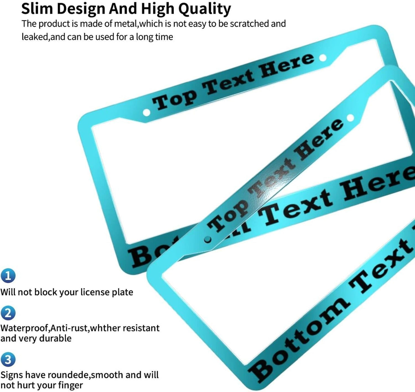 2 Packs Custom License Plate Frame Personalized Car Tag Frame with Screw Caps,2 Holes,12"x6",Style 4