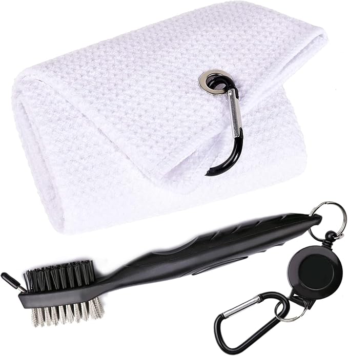 Golf Towels, Microfiber Waffle Pattern Tri-fold Golf Towel by Aebor