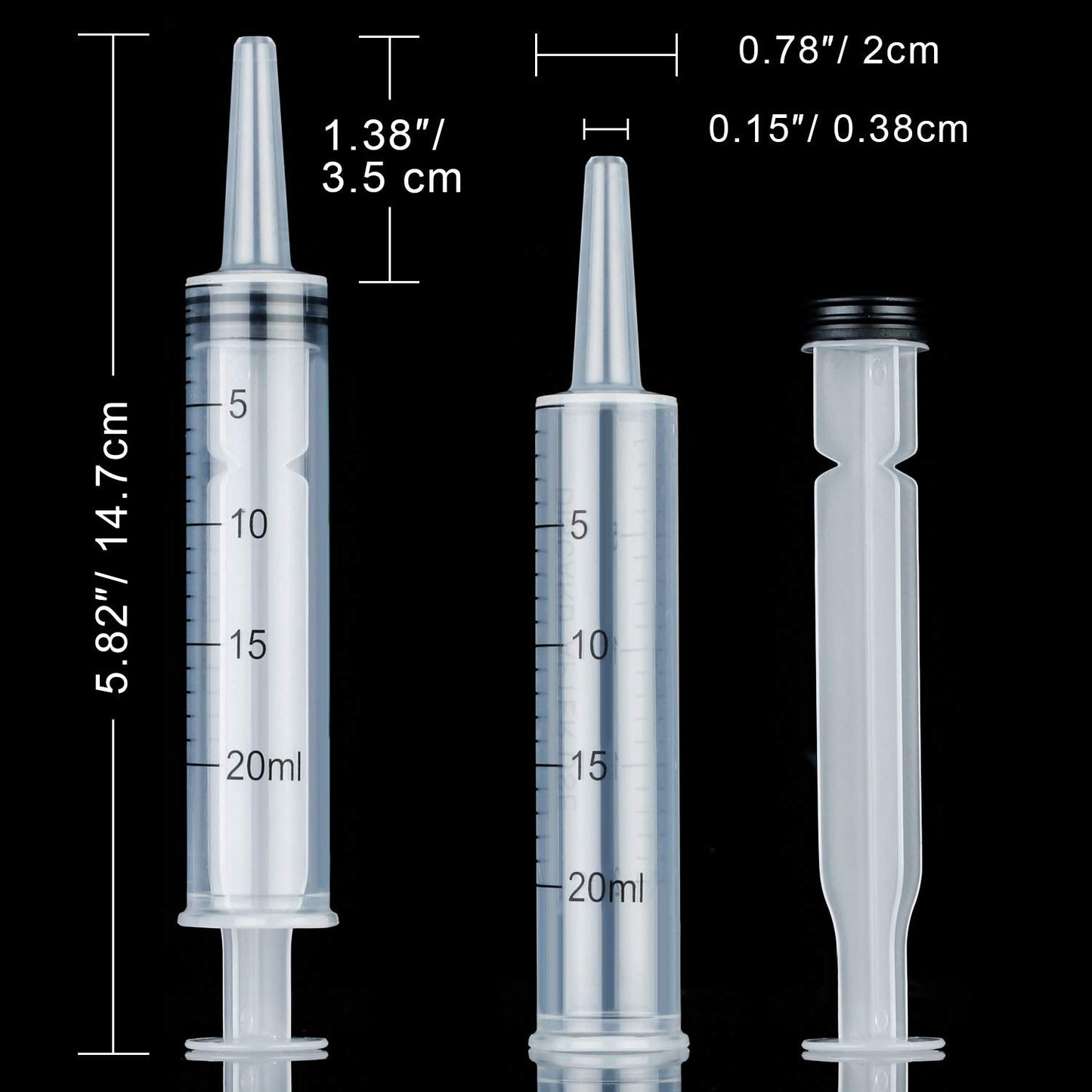 10 Pack Plastic Syringe Liquid Measuring Syringes Without Needle for Epoxy Resin, Craft, Scientific Labs, Feeding Pets Animals, Oil or Glue Applicator (20 ML)